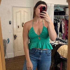 Free people Green Halter Top